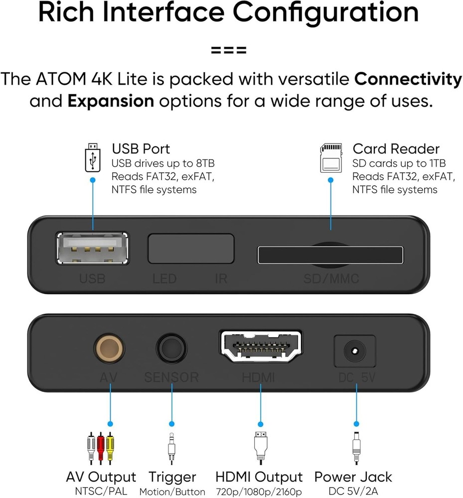 Ultra-HD NEUMI Atom 4K Lite Media Player - Automatic Playback & Trigger Feature