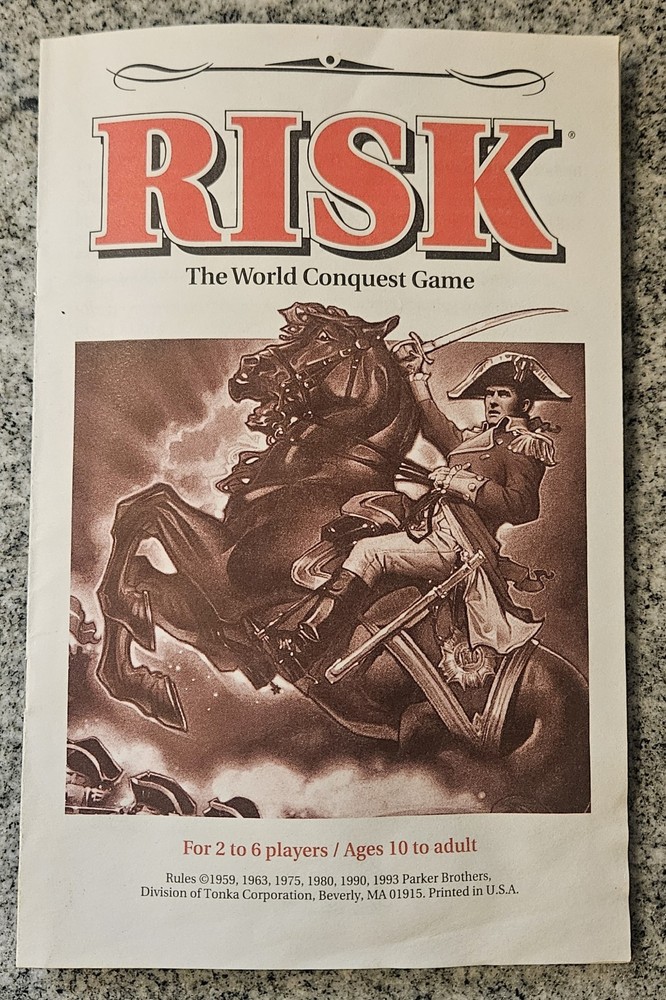 Vintage Risk 1993 Game Replacement Instructions Good Pre-owned Condition