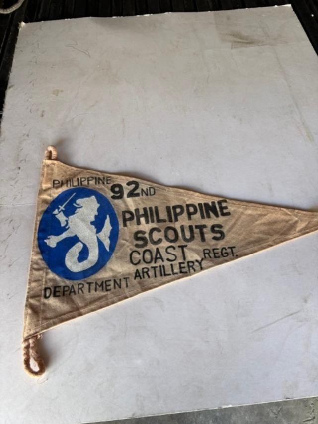 WWII USA  PHILIPPINE DEPARTMENT SCOUTS 92 COAST ARTILLERY REGT PENNET   FLAG