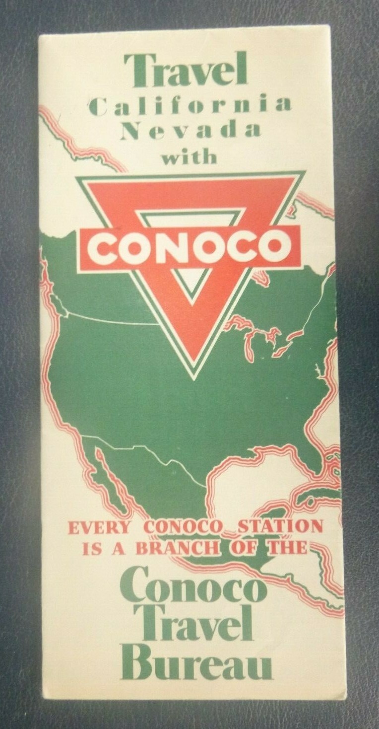 1935 California Nevada road map Conoco oil gas route 66