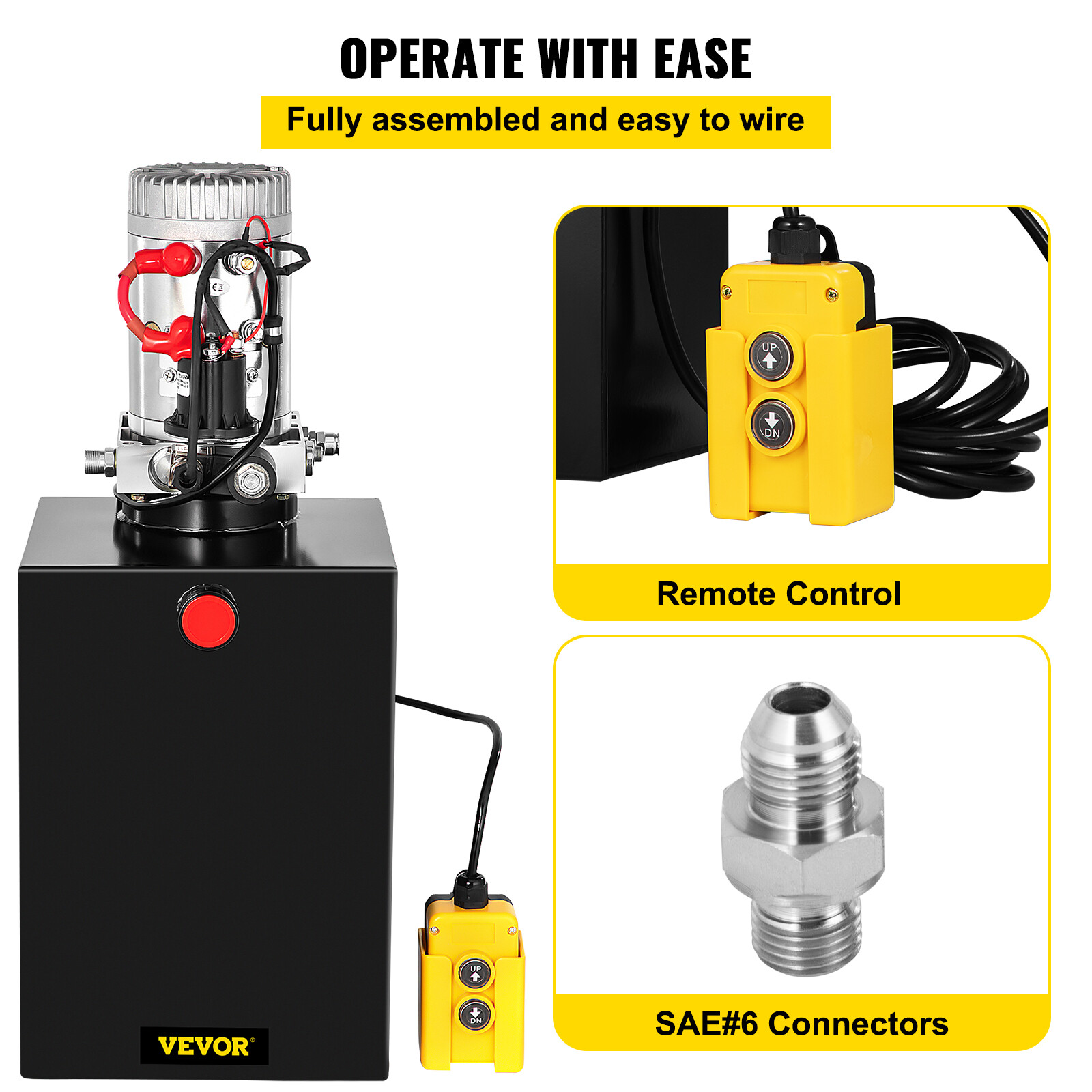 VEVOR 20 Quart Single Acting Hydraulic Pump Dump Trailer 12V Unit Control Kit