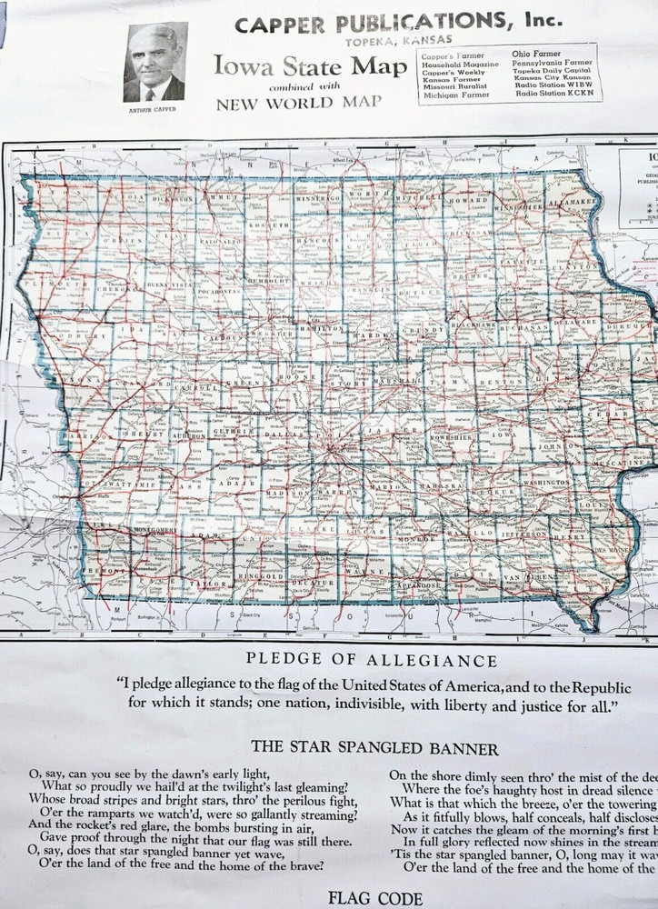 CAPPER Publications IOWA STATE MAP New world Map