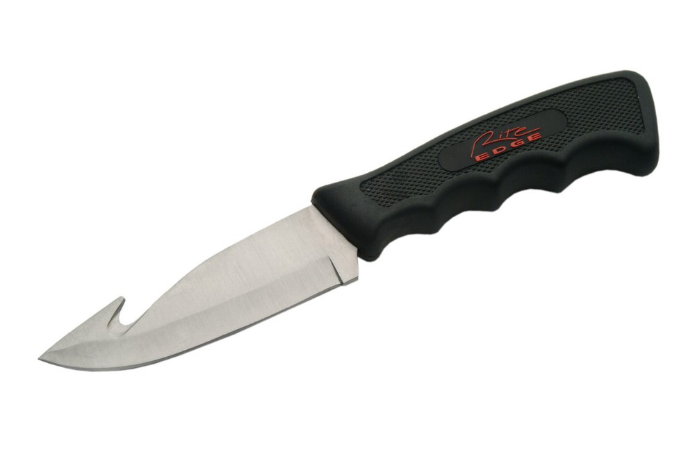 CAMPING KNIFE + AXE SET | 2-Pc Gut Hook Hunter Fixed-Blade Hatchet Black Rubber
