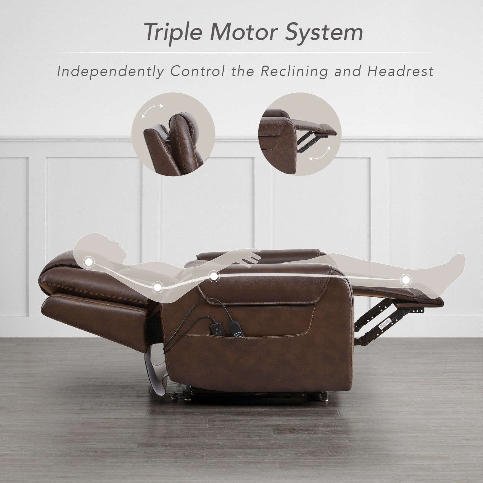 CHITA Large Lay Flat Power Lift Recliner Chair for Elderly with Massage and Heat