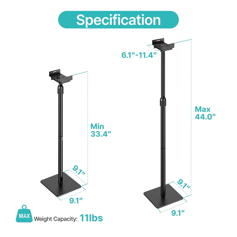 Height-Adjustable Speaker Stands Pair,11LBS Capacity,Height Adjustable from 3...