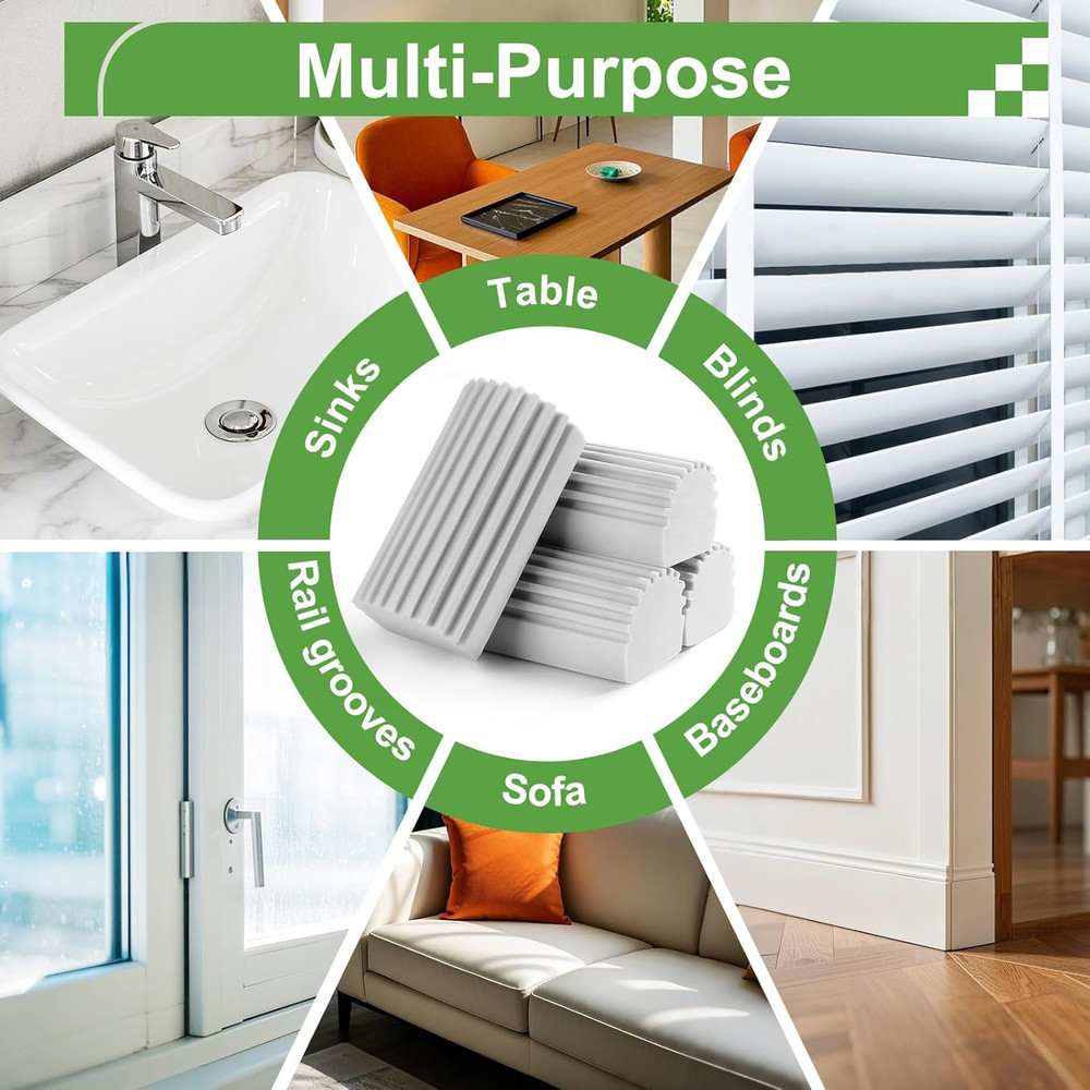 4-Pack Damp Clean Duster Sponge,Gray Damp Dusting Sponge,Duster Baseboard Cleane