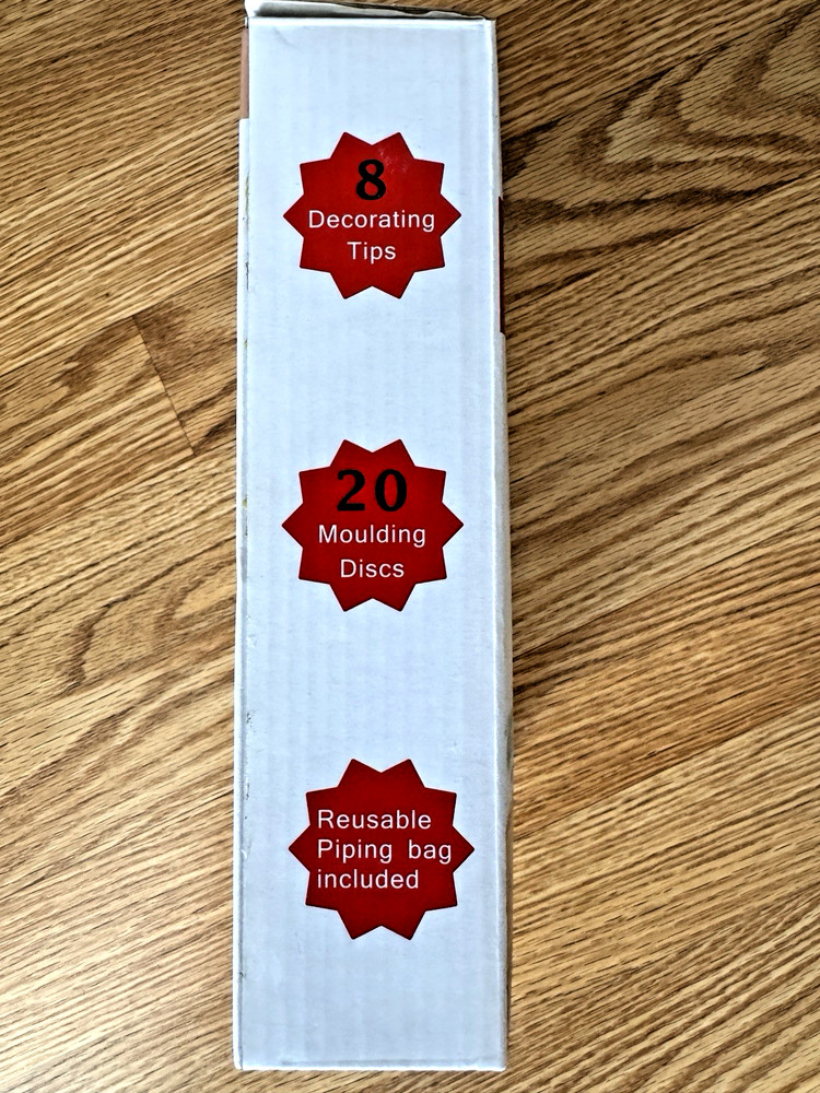 1st Chef Stainless Cookie Press w/Discs, Tips, Piping Bag, User Guide