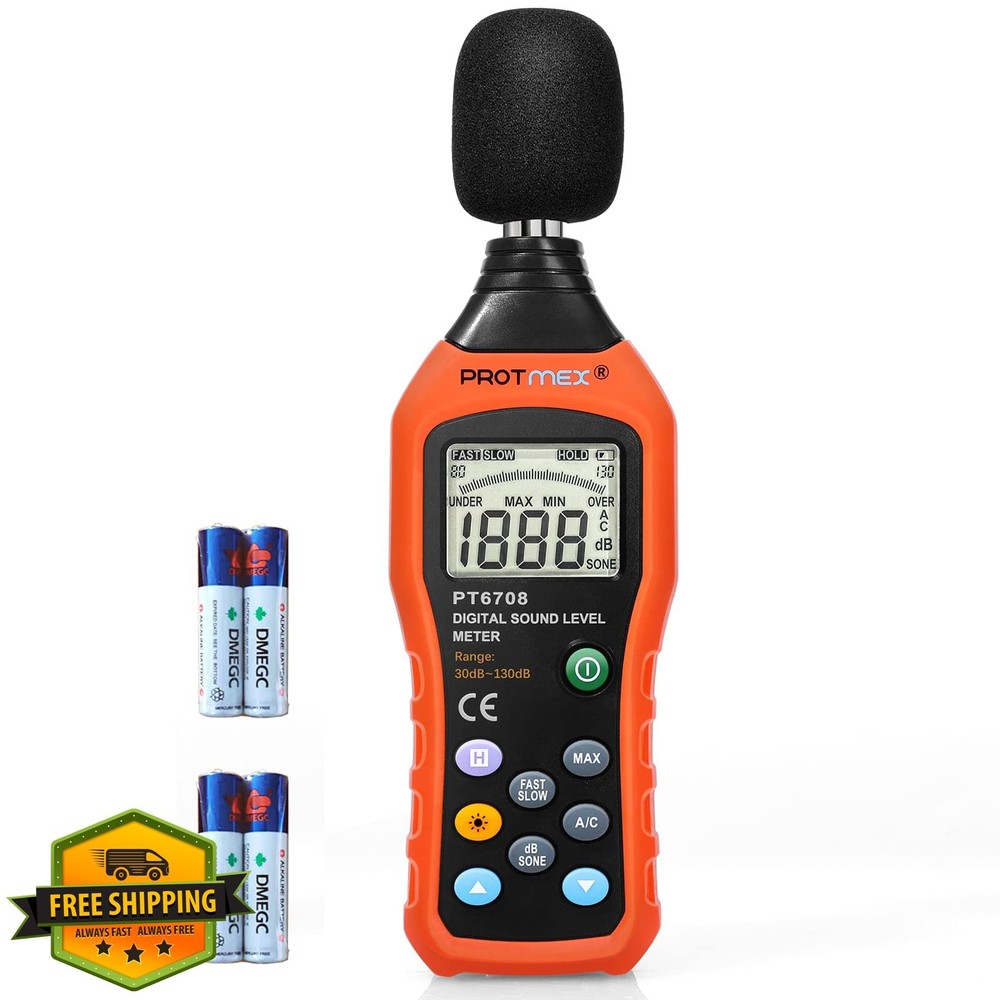 Protmex PT6708 Sound Level Meter 30-130dB Digital Noise Reader LCD