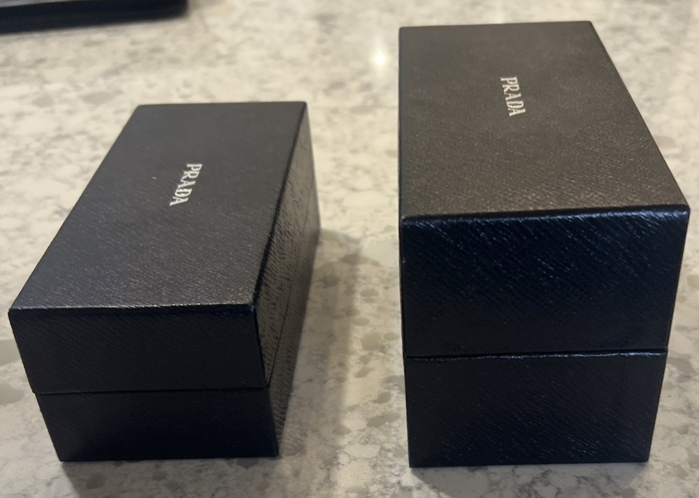 (2) PRADA Empty Black Sunglasses/Eyeglasses Gift Box. Preowned VG Condition.