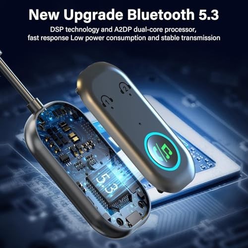 Bluetooth Transmitter Receiver Wireless Adapter 3.5MM Aux Jack, Dual Connection