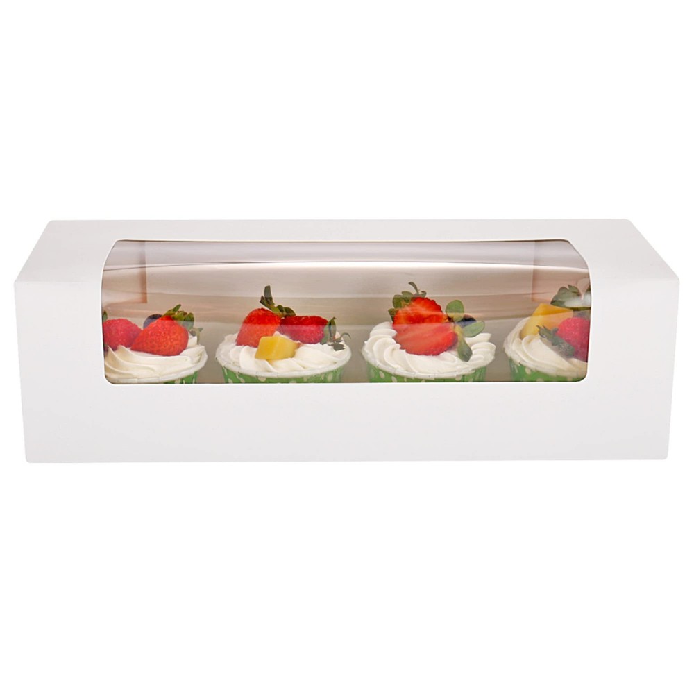 24-Pack 12"X4"X3.5"Roll Cake Boxes Loaf Pumpkin White Bakery with Window