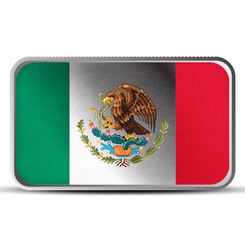 1 oz Mexico Country Flag Silver Bar (Colored)