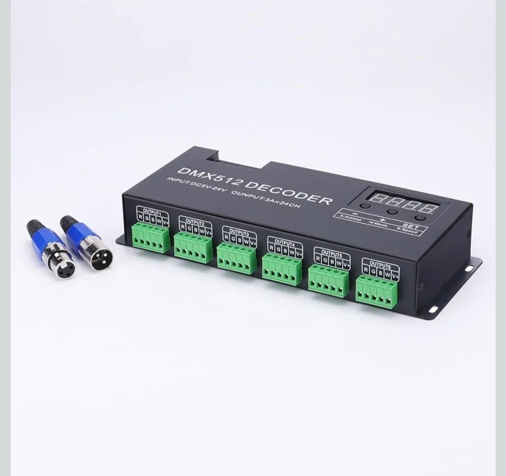 DMX512 Decoder-24 channel with Digital Display DC5V-24V RGB LED strip controller