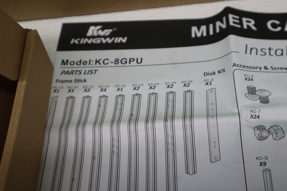Kingwin Professional 8 GPU Miner Case - Black