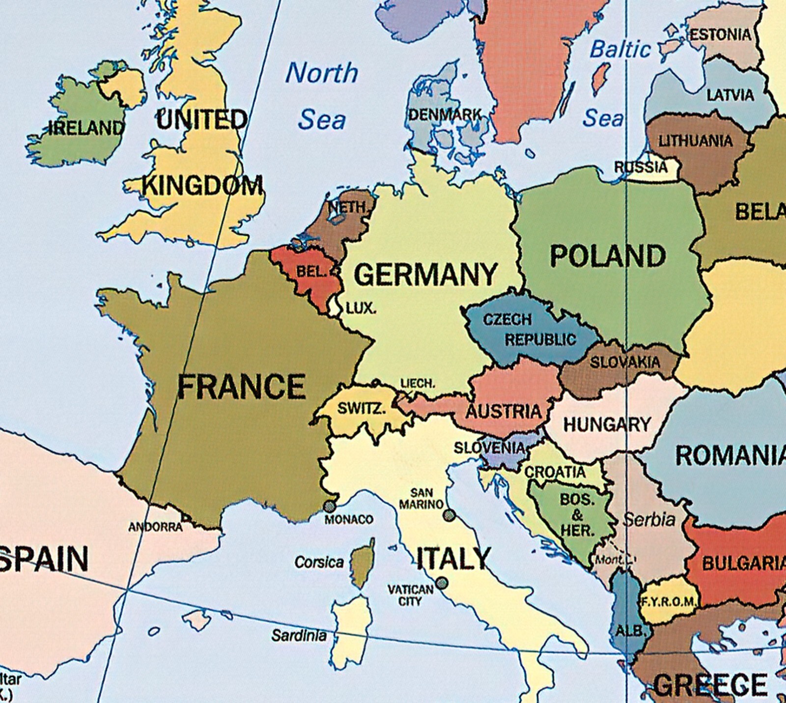 2000 CIA Map of Europe, North Africa, the Middle East Home School Poster Print