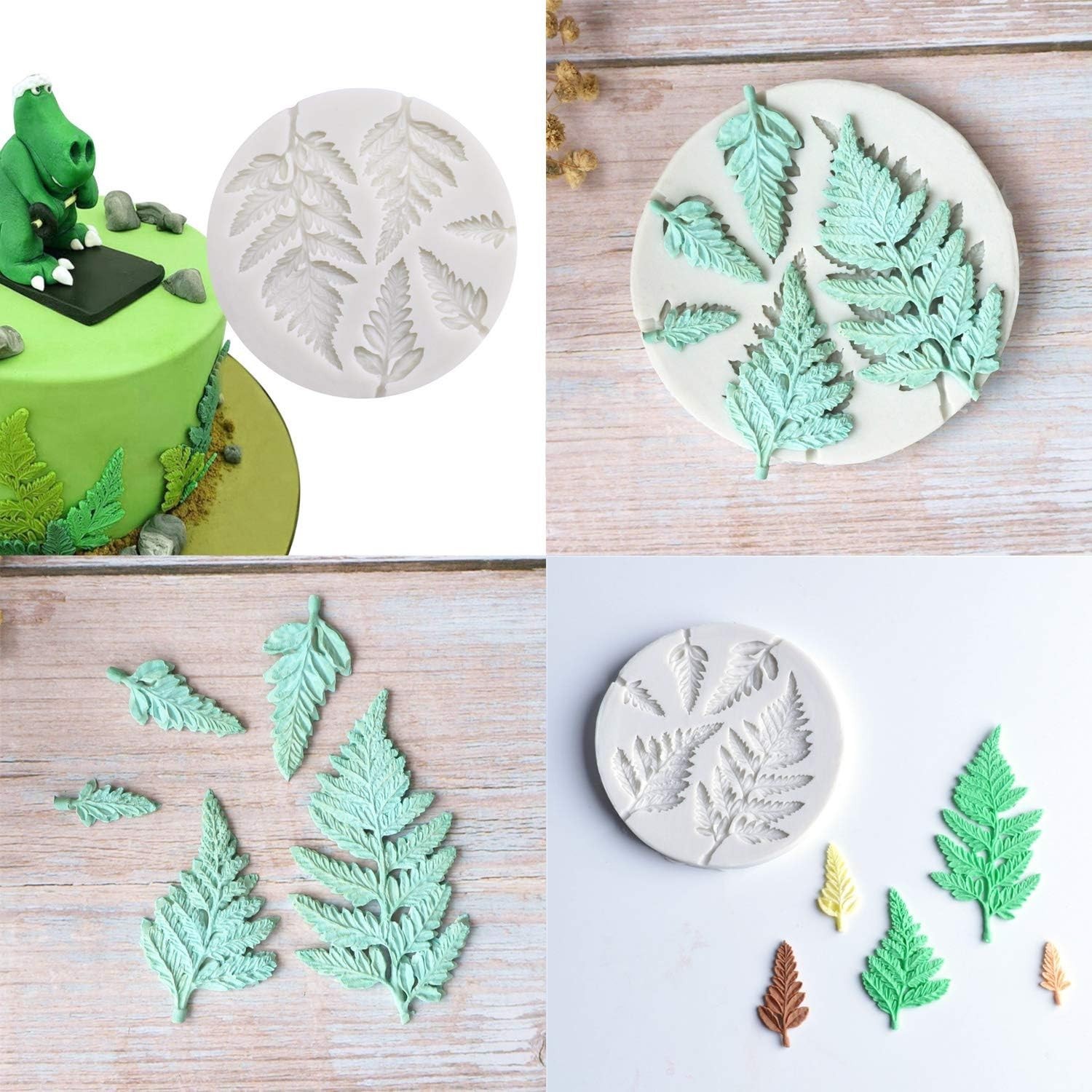 2PCS Succulent Fondant Mold Fern Leaf Fondant Mold Silicone Polymer Clay Molds