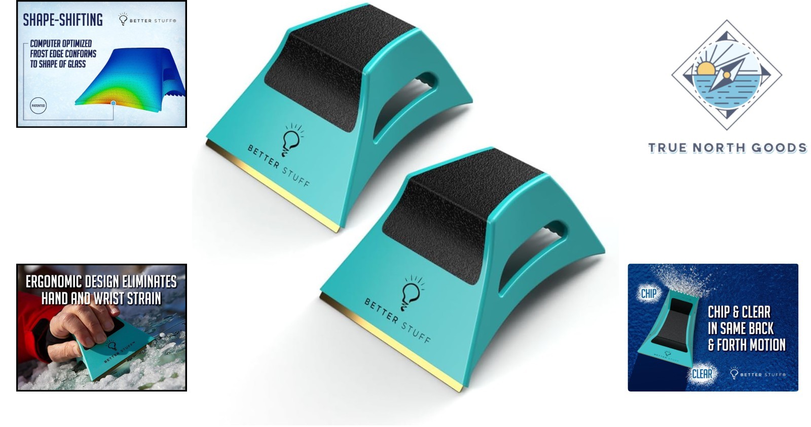 Innovative Ice Scraper Brass Edge Frost Remover Set of 2