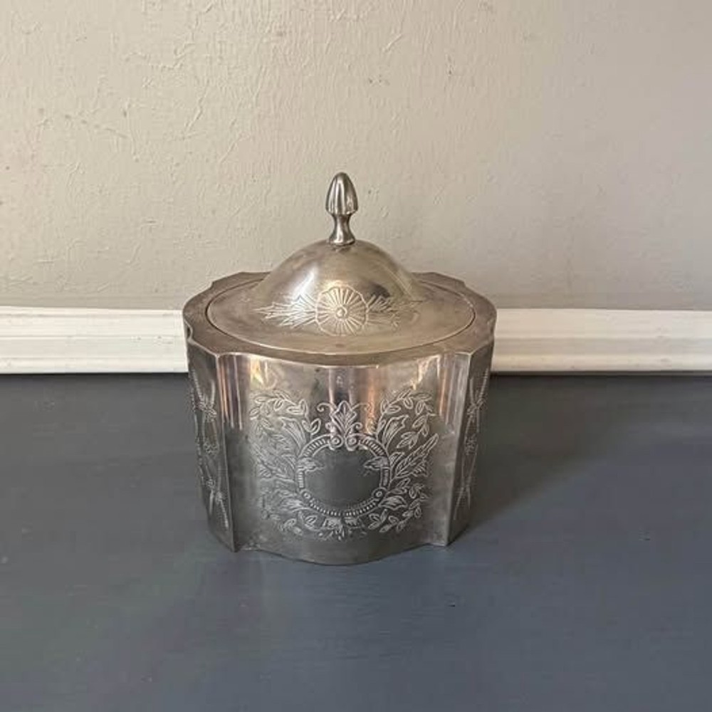Vintage Silver-plate Lidded Lined Trinket Box