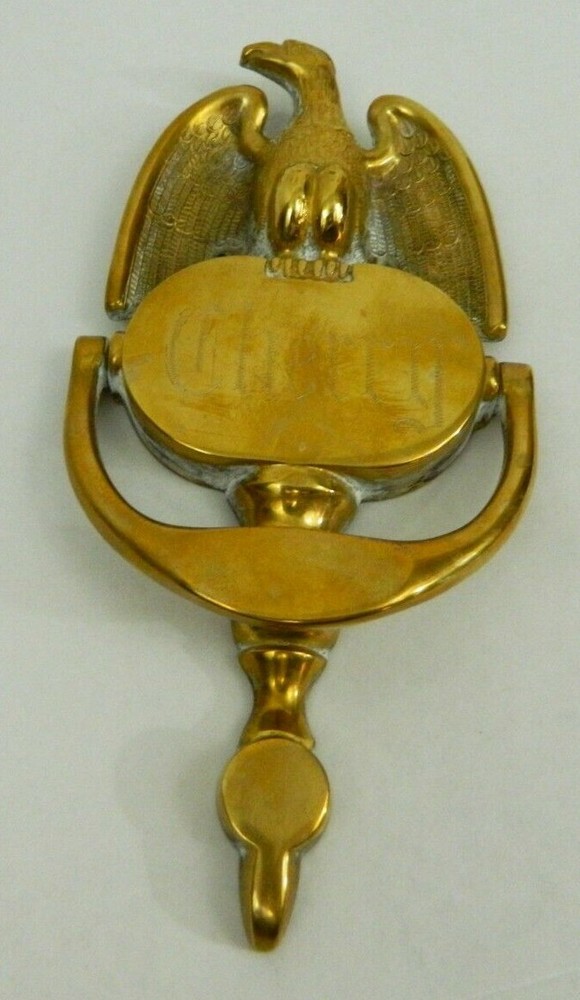 Vintage Brass Door Knocker Spread Eagle Engraved "Cherry"
