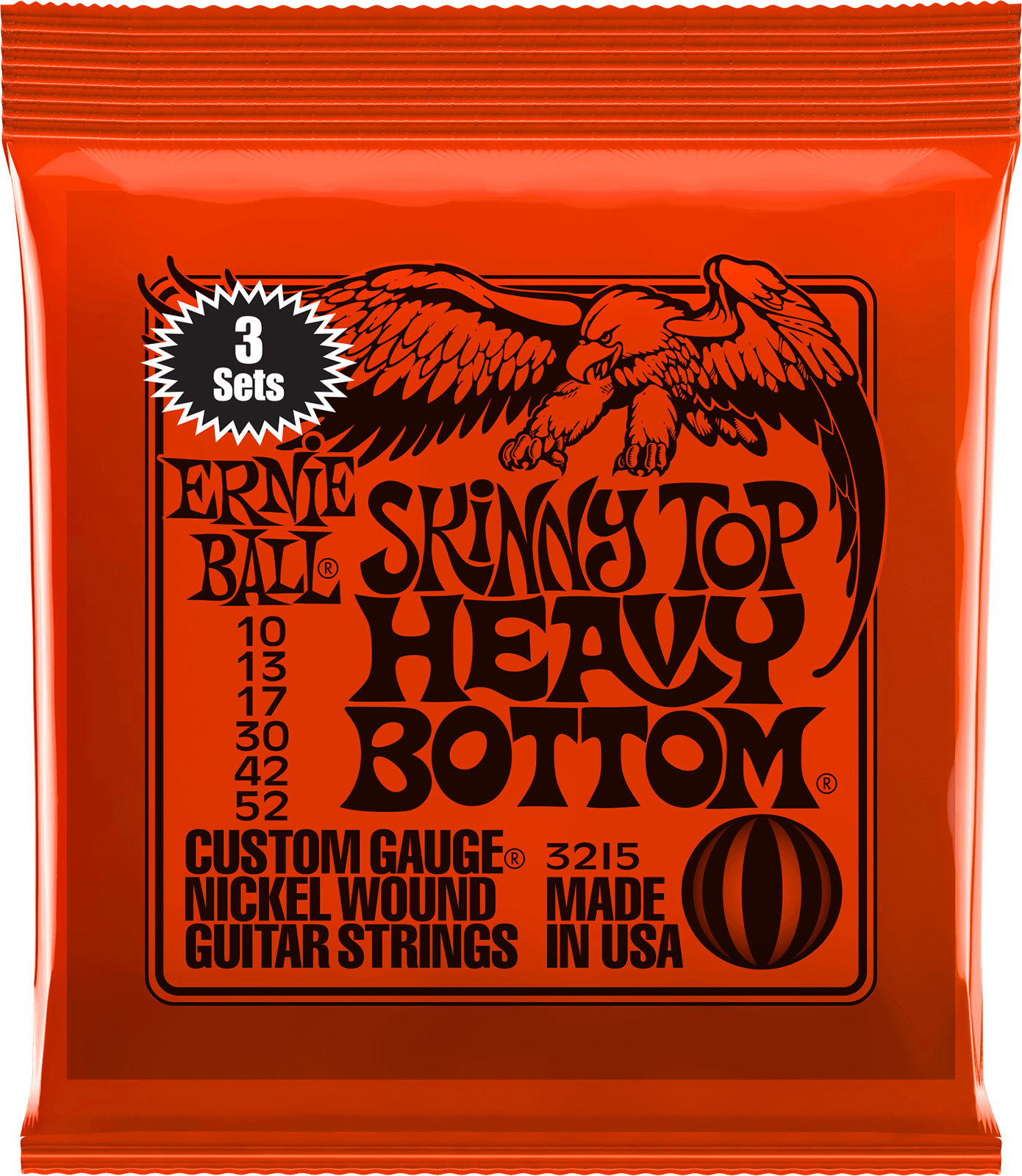 **3 SETS ERNIE BALL 2215 SKINNY TOP HEAVY BOTTOM ELECTRIC GUITAR STRINGS 10-52**