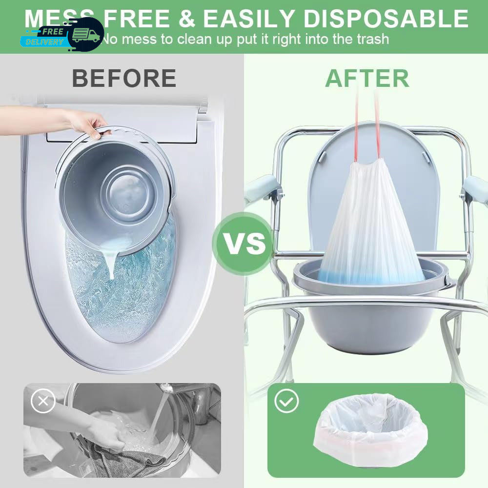 Commode Liners 120PCS Bedside Commode Liners Disposable-Portable Toilet
