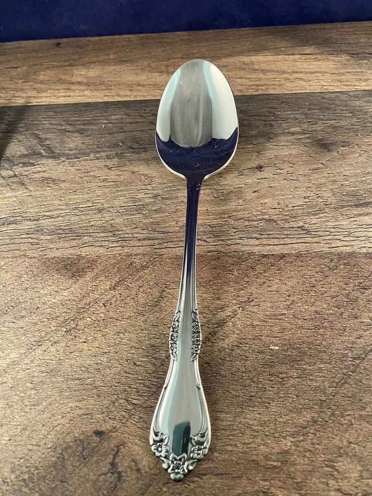 Large Oneida Canada Serving Spoon Scroll Flower Design Unknown Pattern