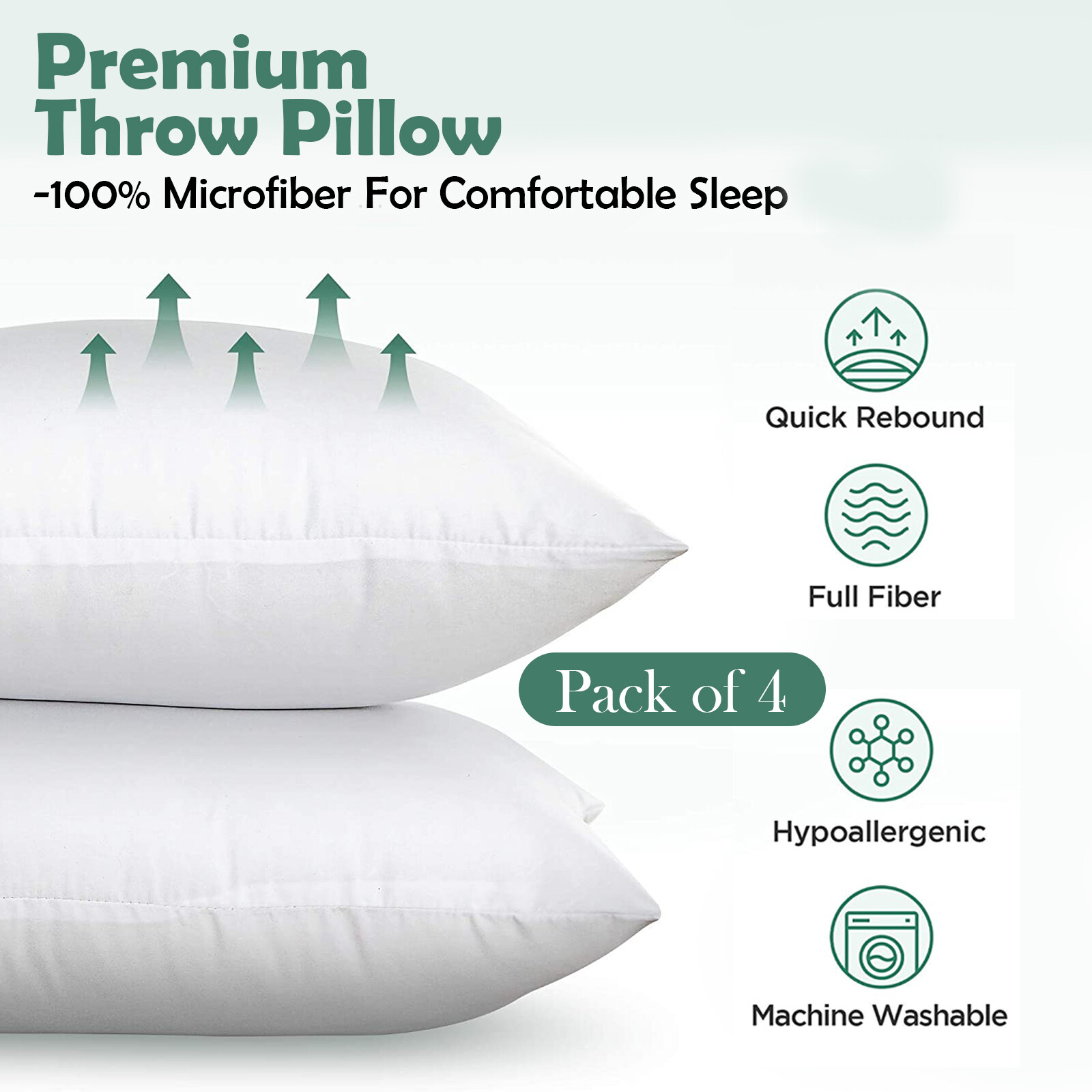 Decorative Throw Pillows Insert Pack of 4 Couch Pillows Sofa Bounce Back Cushion