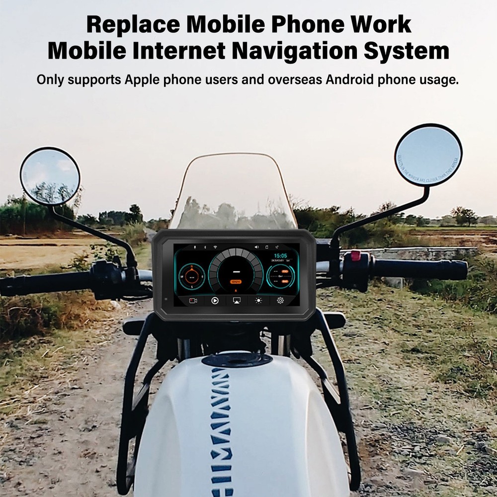 5.99" Motorcycle Navigation GPS Touch Screen Wireless CarPlay Android Auto +Cam