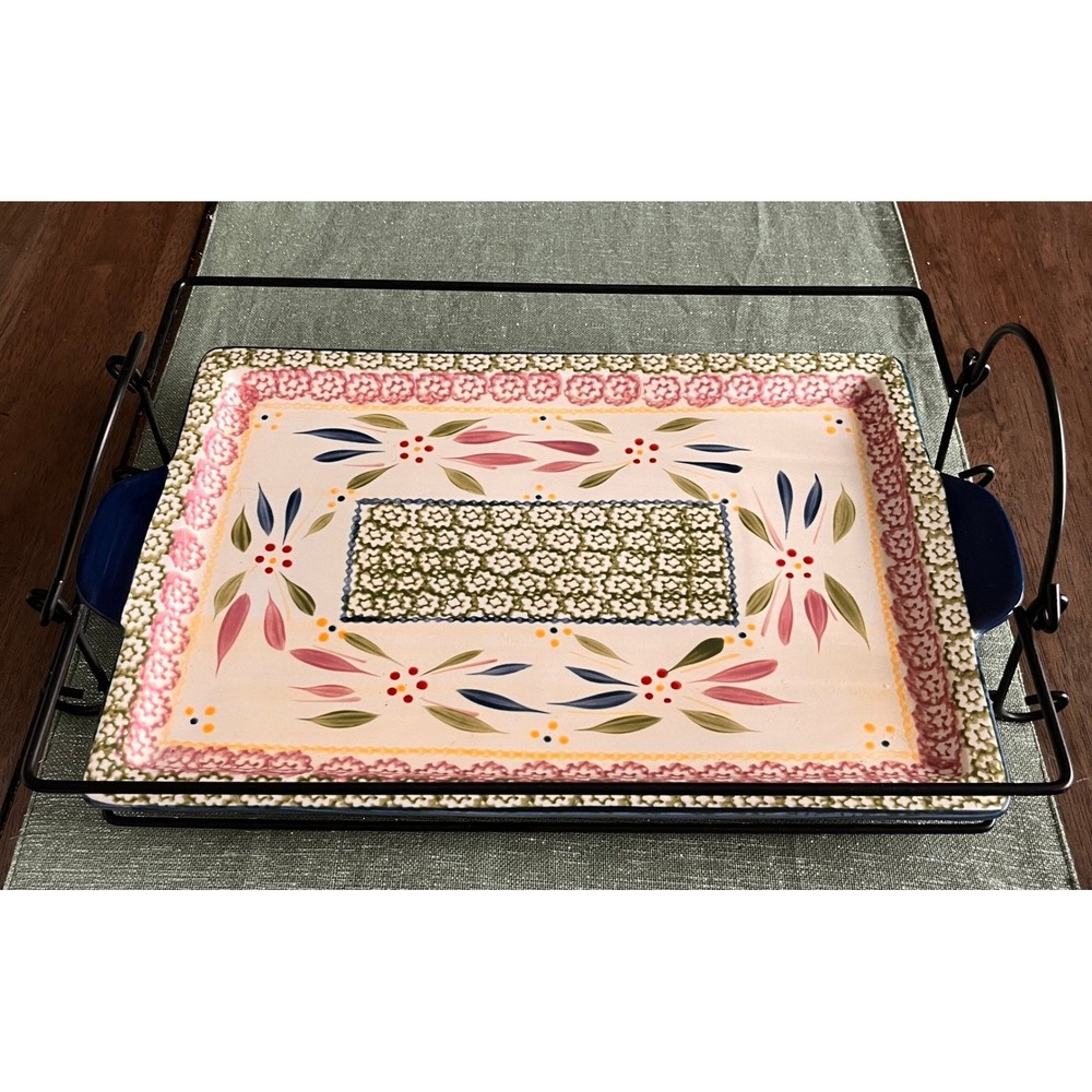 Temp-tations by Tara Old World Confetti Rectangular Tray 15 inch with Carrier