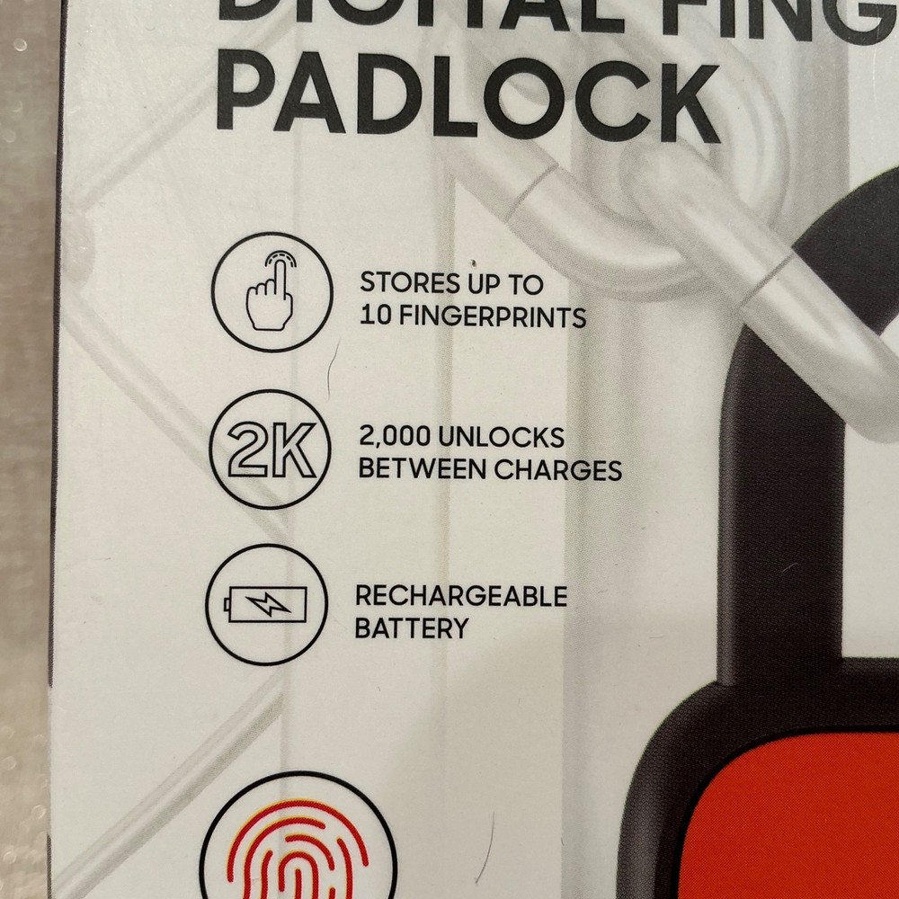 Sharper Image DIGITAL FINGERPRINT PADLOCK, Black.