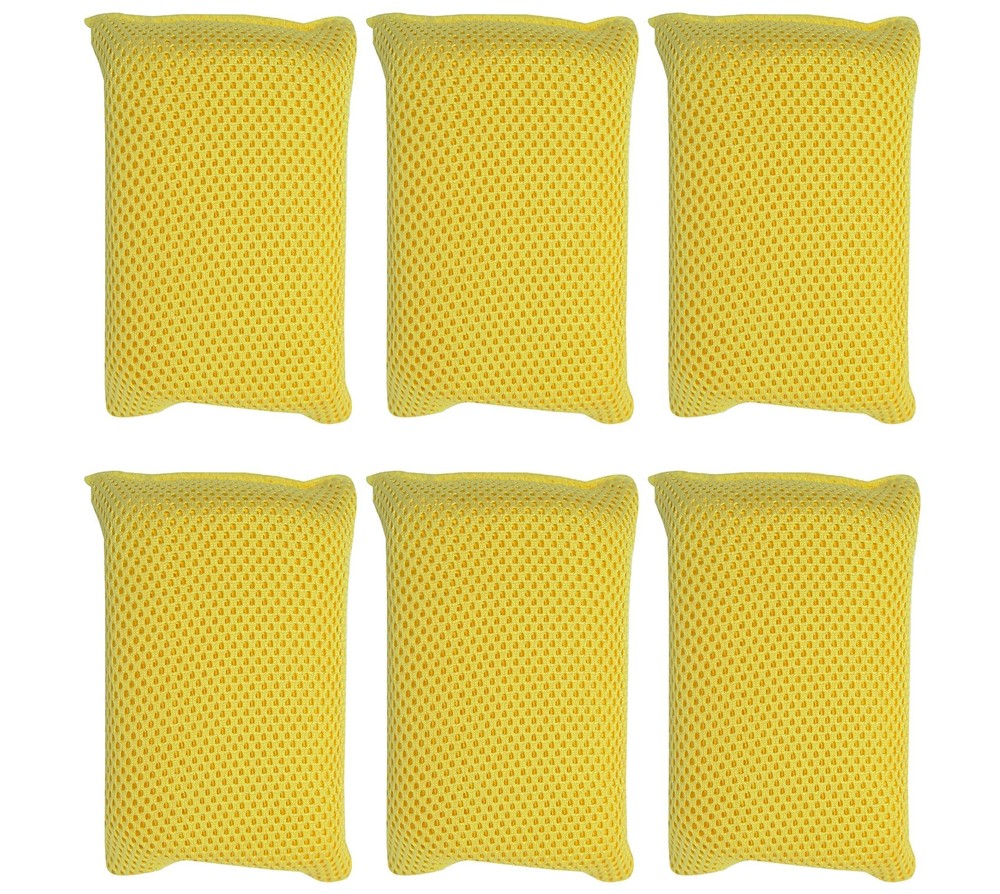Iconikal Large Microfiber Bug Scrubber Sponge, Yellow, 6-Pack
