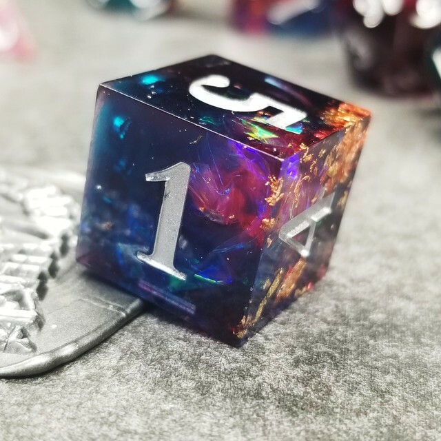 Sage's Enchanted Rainbow Crystals - Sharp Edge Resin Polyhedral Dice Set