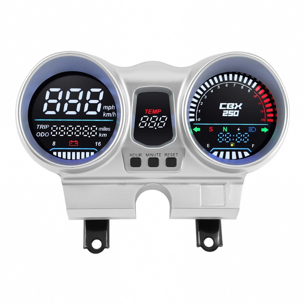 12V Digital Motorcycle Speedometer with LED Dashboard - General Tachometer
