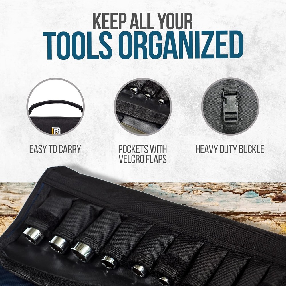 32 Pocket Tool Roll Organizer - Wrench & Pouch - Roll...