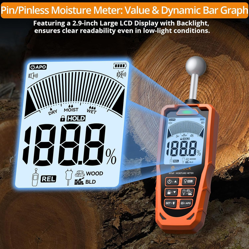 Digital Angle Finder & Moisture Meter with LCD Display & Audio Alert