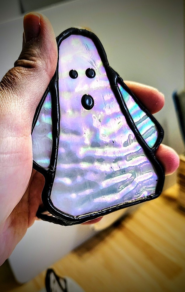 stained glass ghost tea light holder