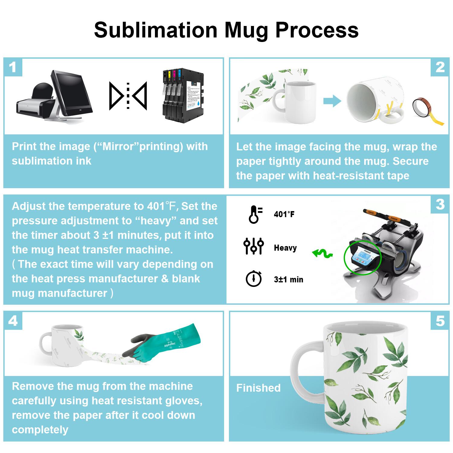 A-SUB Mug Sublimation Paper 4X9.5 100 Sheets 125g Inkjet Heat Transfer Tumblers
