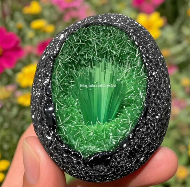 Rare Natural Meteorite Quartz Crystal Specimen Goethite Green Copper Ore Decor