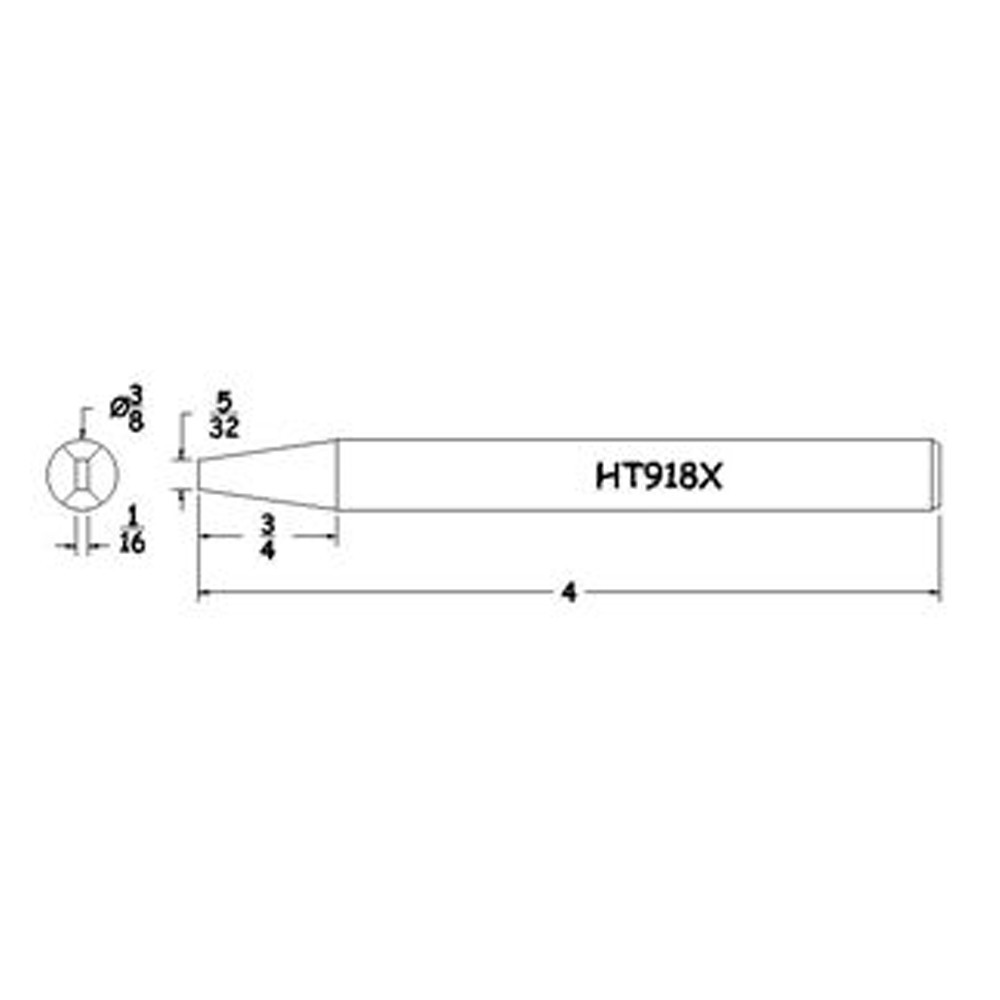 Hexacon HT918X Semi-Chisel Soldering Tip, 3/8"
