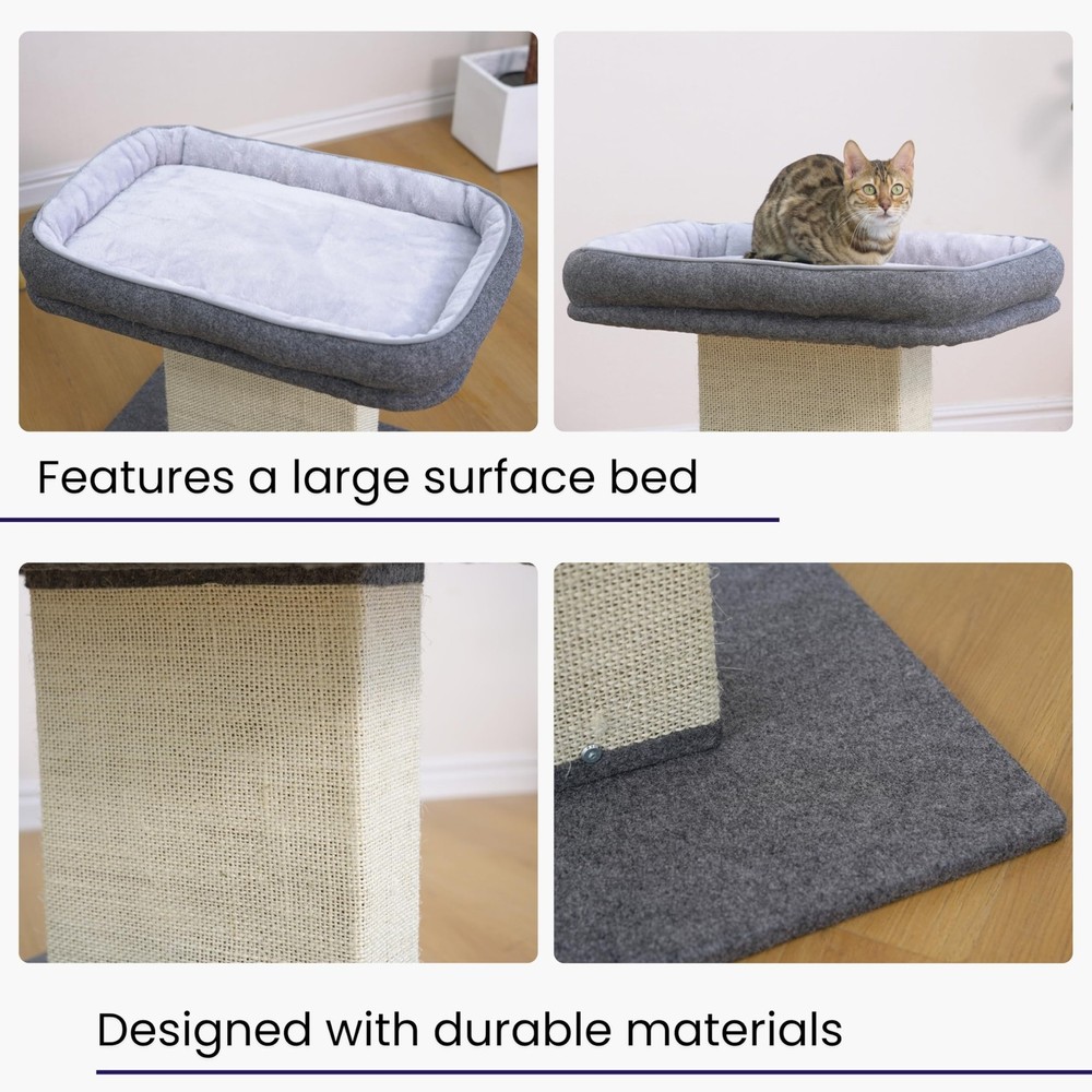 Catry Mellow 2-Level 19" Cat Tree with Large Washable Replaceable Bed, Big Si...