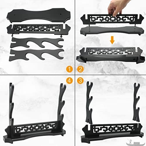 Three-Tier Samurai Sword Stand - Desktop Katana Holder, Gladiator Display Rack,
