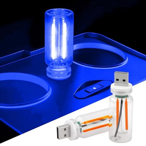 2 PCS USB LED Car Interior Atmosphere Light, Touch Control Adjustable Blue