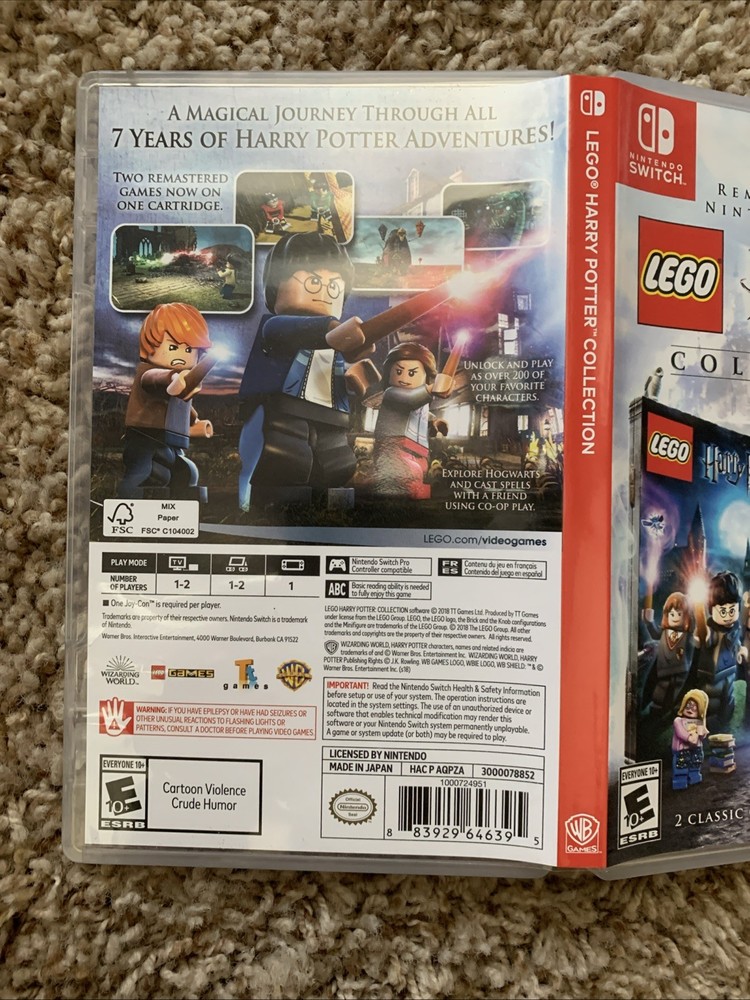Empty Replacement Case & Artwork ONLY! Lego Harry Potter Collection - Switch