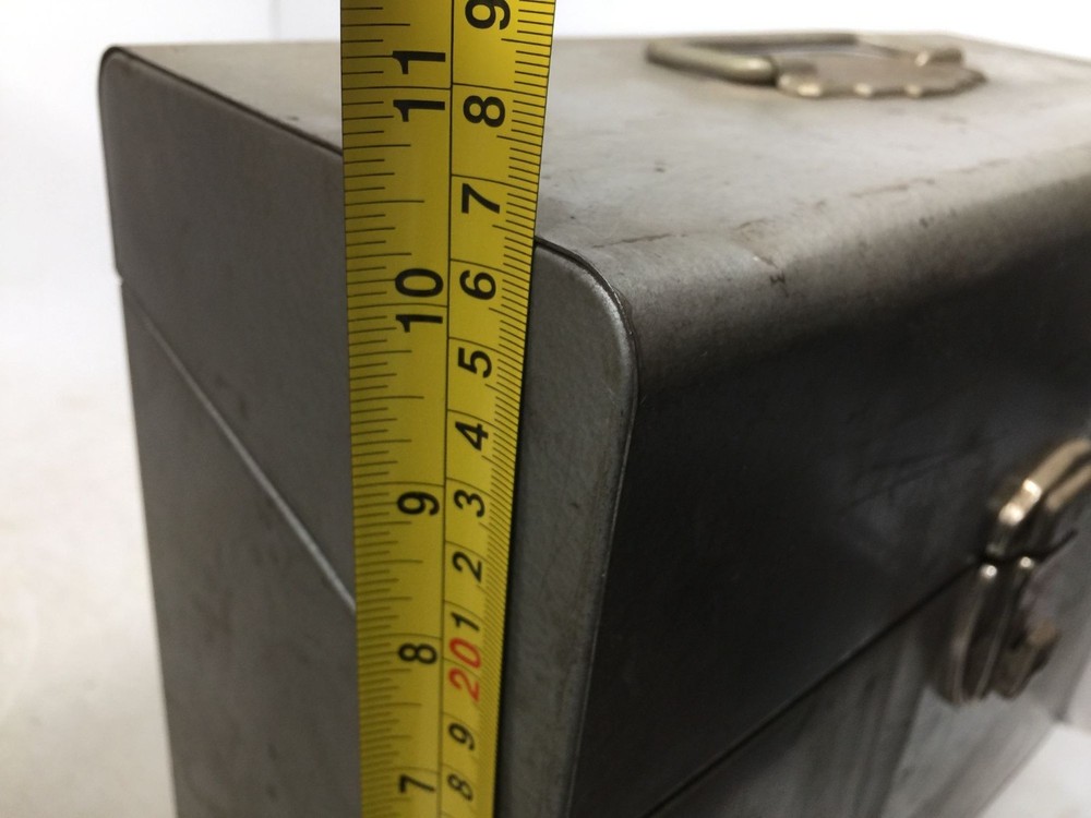 Silver TOWER Metal File/Tool Box with Hinged Lid & Handle