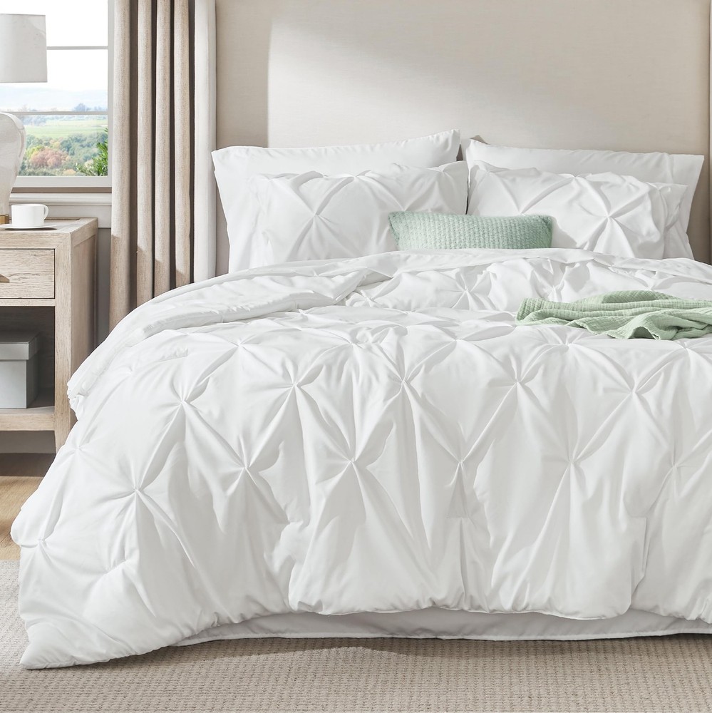Full Size Comforter Sets 7 Pieces White Bedding Sheets Pillowcases