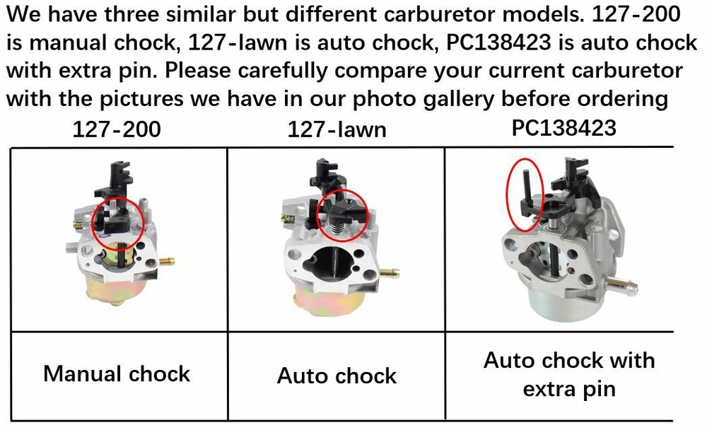Carburetor for Champion 196cc Engine Model 100220