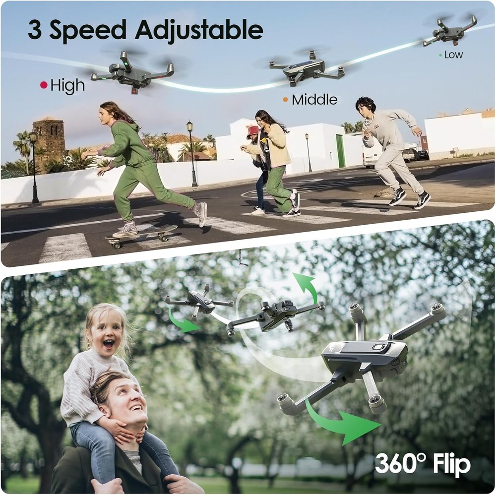 WF20 Foldable Drone 1080P FPV Camera 2 Batteries Headless Mode Beginner