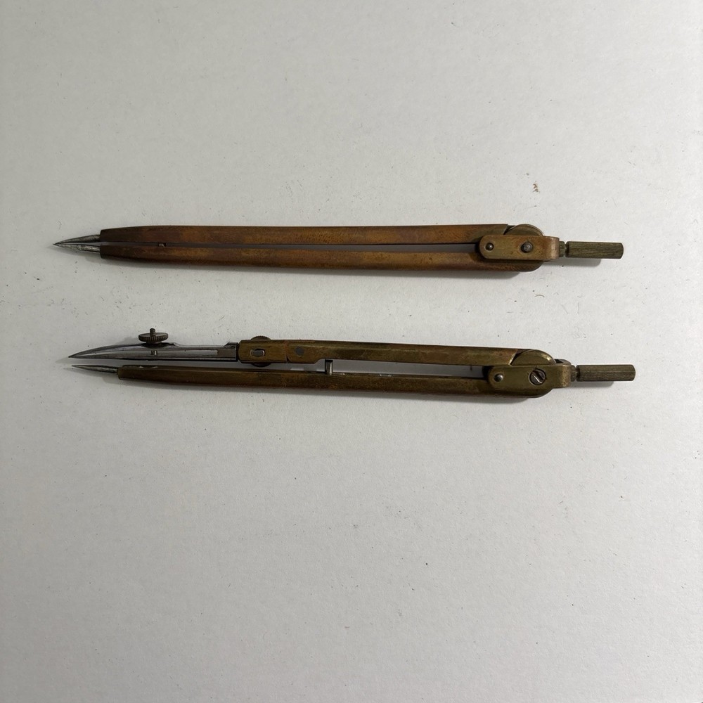 Vintage Drafting Instruments Set in Case Drawing Compass Divider Tools