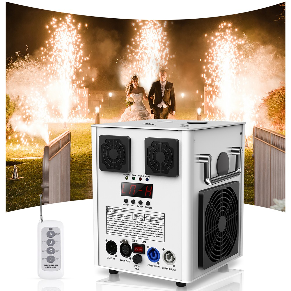 2x 700W Cold Spark Machine w/ Case DMX Wireless Remote Control Firework Machine