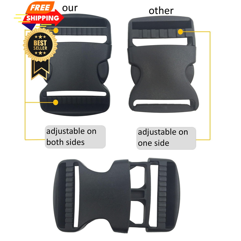 EesTeck 2 Set 1.5 Inch Flat Dual Adjustable Plastic Quick 1.5"-2 Pack, Black